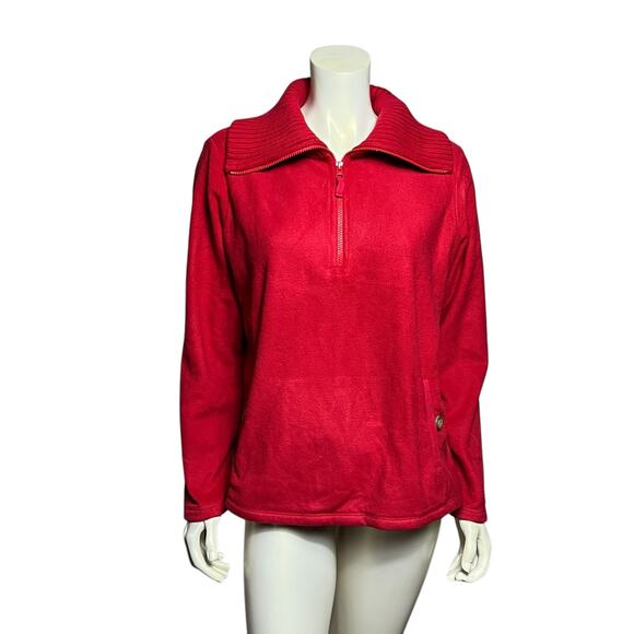 Lands' End Red Fleece Quarter Zip Pullover Size 18-20 Plus Made in Vietnam - Picture 1 of 9